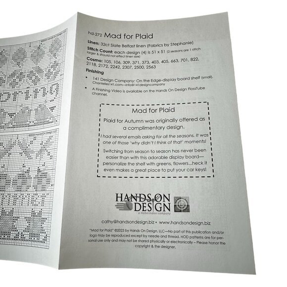 Hands On Design Mad For Plaid Seasons Cross Stitch Pattern Set NEW Decoration - Picture 4 of 4
